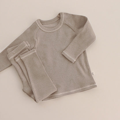 長袖セットアップ Gray Pink / 73cm Long Sleeve Tee + Pants Bunny Ear Hat 長袖Tシャツ + ハイウエストパンツ うさ耳帽子【mh0012246】