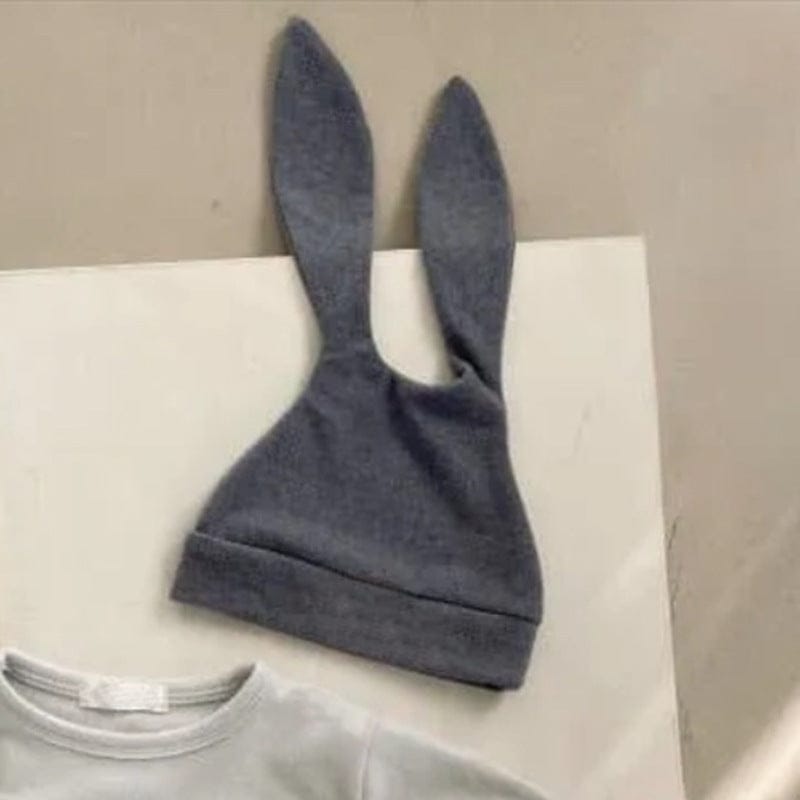 長袖セットアップ Gray rabbit ear hat / One Size うさ耳帽子ワッペン長袖トップス＋パンツセットアップ 3点セット【mh0011124】