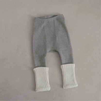 レギンスパンツ Grey / 66cm 0-6m ベビーパンツ リブレッグウォーマードッキングレギンスパンツ【mh0007643】