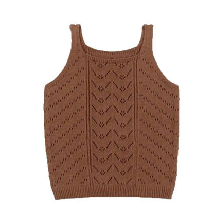 ベスト Hollow Jacquard Knitted Vest 透かし編み ジャガード ニットベスト【mh0012121】