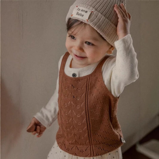 ベスト Hollow Jacquard Knitted Vest 透かし編み ジャガード ニットベスト【mh0012121】