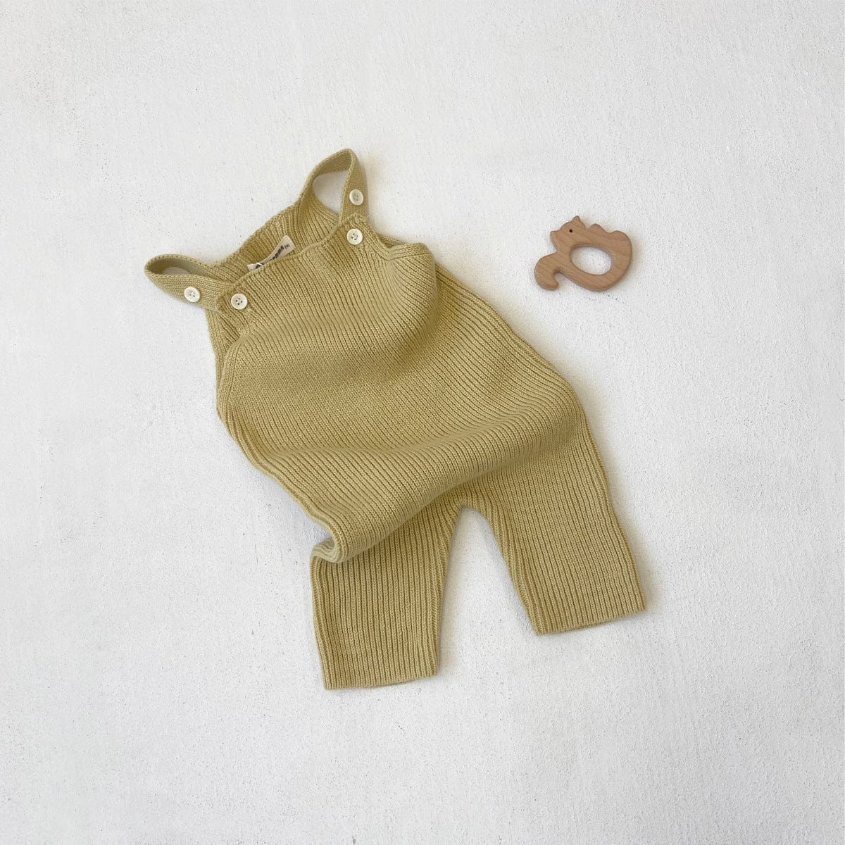 サロペットパンツ・サスペンダーパンツ Khaki / 66cm ニットオーバーオールサロペット【mh0011125】