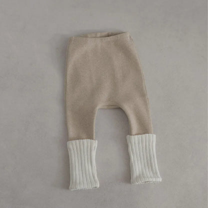 レギンスパンツ Light Apricot / 66cm 0-6m ベビーパンツ リブレッグウォーマードッキングレギンスパンツ【mh0007643】