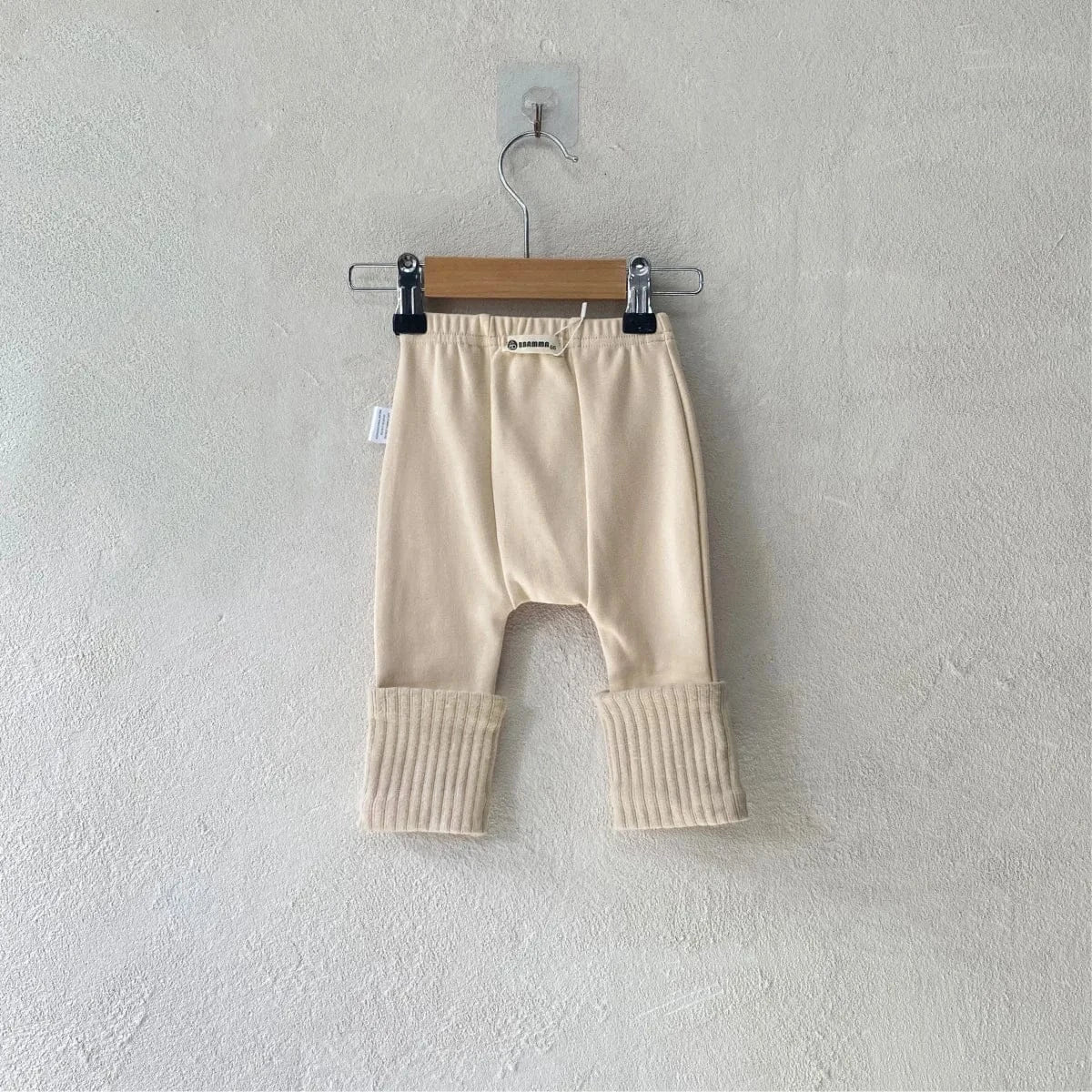 レギンスパンツ Light Apricot / 6M  66CM ベビーパンツ 裾リブパッチワークシンプルレギンスパンツ【mh0007874】