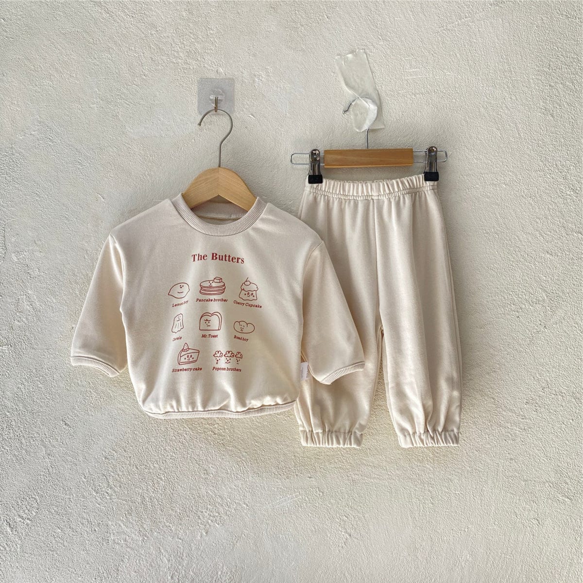 長袖セットアップ Light Apricot / 73cm ベビーセットアップ 2点セット Buttersプリント長袖Tシャツ+ロングパンツ【mh0009040】