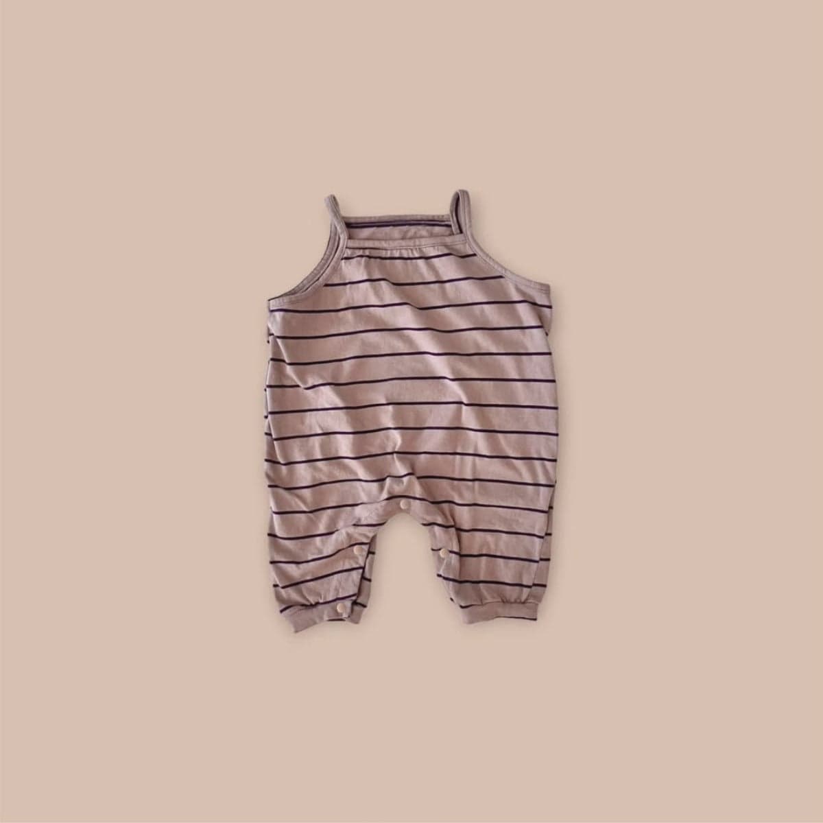 ノースリーブロンパース Light Brown / 66cm ボーダーキャミソールロンパース【mh0009987】