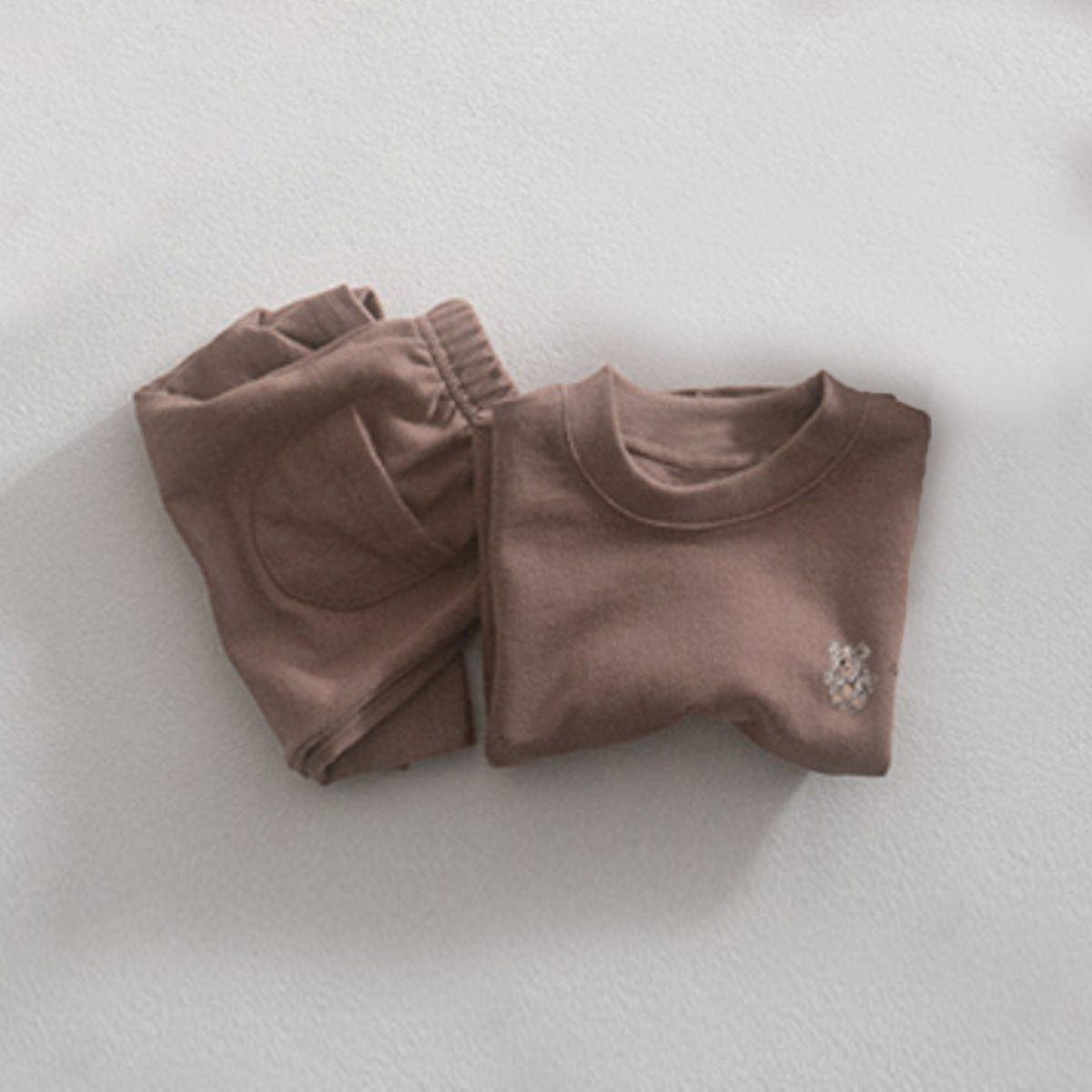 半袖セットアップ Light Coffee / 73cm ベアくまワンポイント半袖Tシャツ+ショートパンツセットアップ 2点セット【mh0010213】