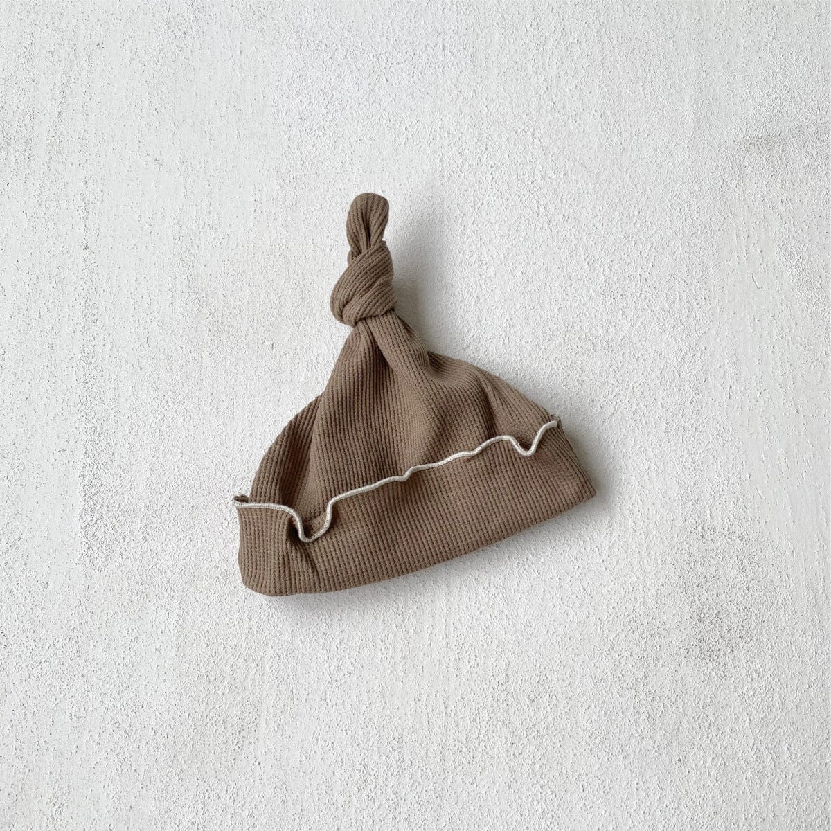 半袖セットアップ Light coffee hat / One Size メロウフリルワッフル半袖肌着+ハイウエストパンツ/とんがりキャップ帽子【mh0009992】