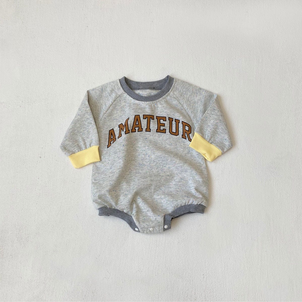 長袖ロンパース Light Gray / 66cm ロゴプリントパッチワーク長袖ロンパース【mh0011123】