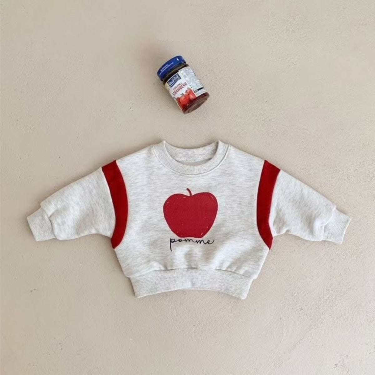 トレーナー・フーディ Light Gray / 73cm りんごプリントパッチワークスウェットトレーナー【mh0011120】