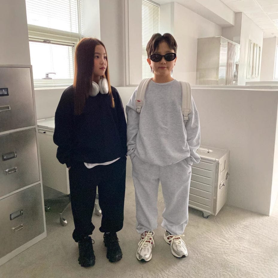 長袖セットアップ Light Gray / 90cm キッズ裏起毛スウェットシャツ＋スウェットパンツセットアップ 2点セット【mh0011100】