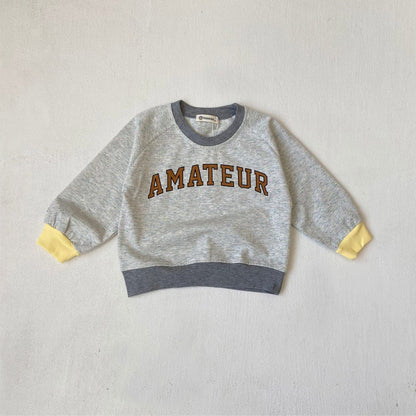 トレーナー・フーディ Light Gray / 90cm ロゴプリントパッチワークスウェットトレーナー【mh0011122】