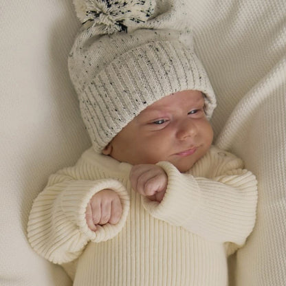 ノースリーブロンパース Light Gray Hat / One Size ニットロンパース+ボンボンニット帽子 2点セット【mh0011140】