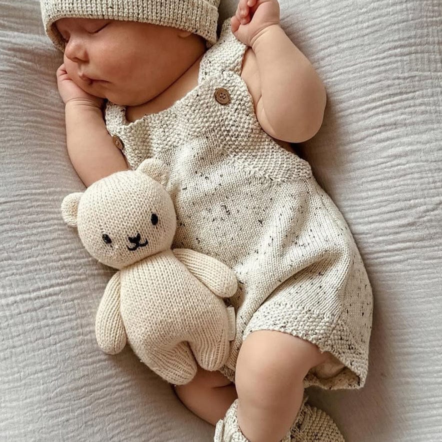 ノースリーブロンパース Light Gray Jumpsuit / 66cm ニットロンパース+ボンボンニット帽子 2点セット【mh0011140】