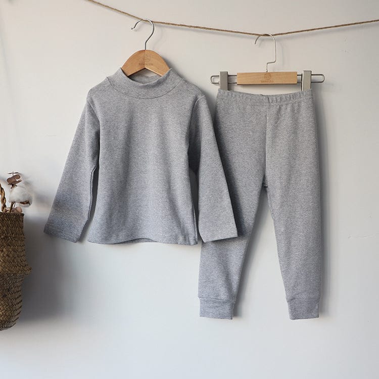 長袖セットアップ Light Grey / 130cm シンプルベーシック長袖Tシャツ+ジョガーパンツセットアップ 2点セット【mh0009999】