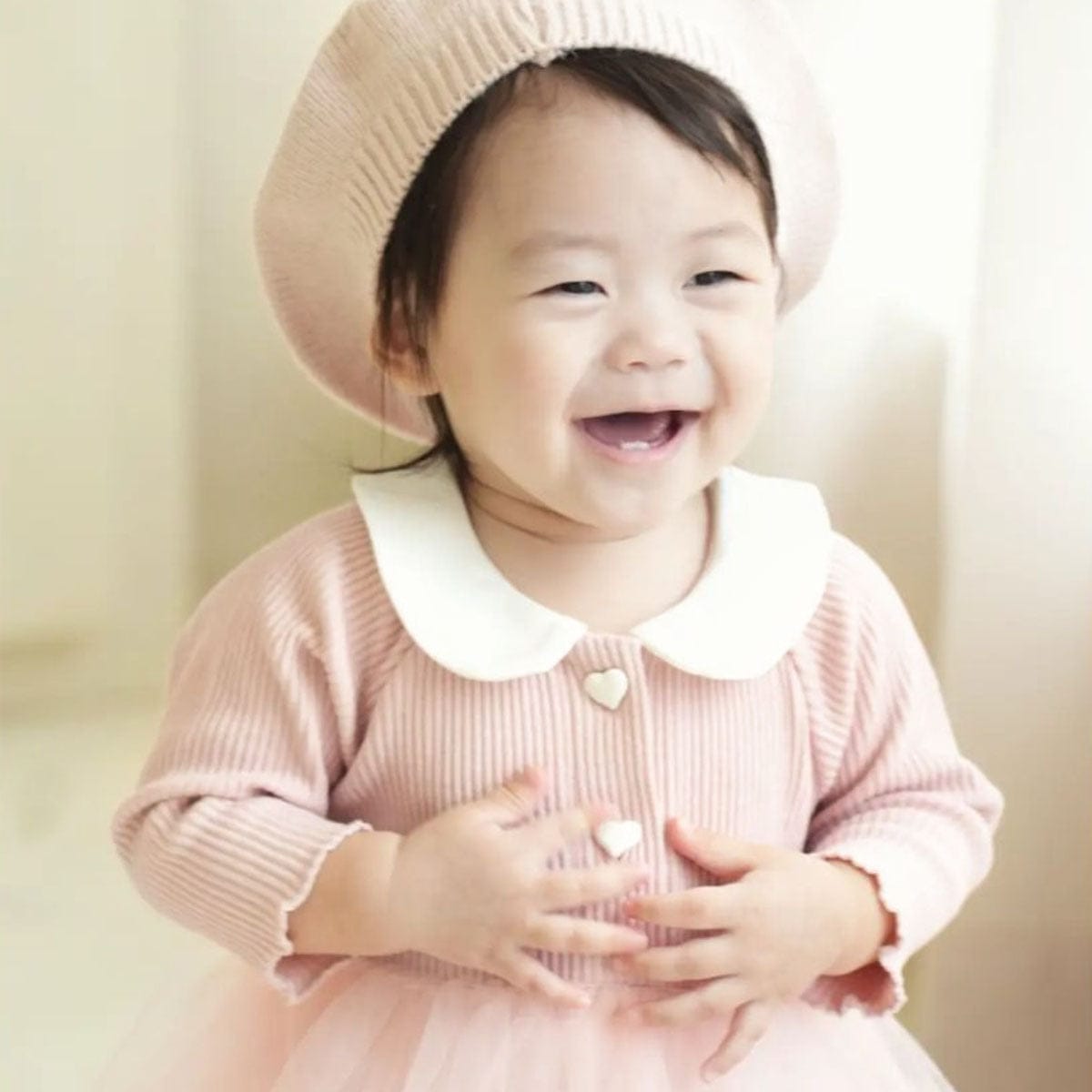 長袖ワンピース Light Pink / 66cm チュチュチュールスカート丸襟長袖ドレスワンピース【mh0009664】