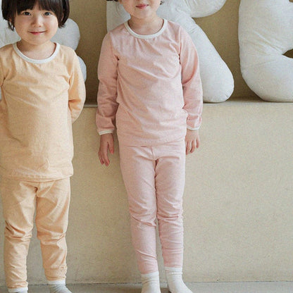 長袖パジャマ Light Pink / 73cm パイピング長袖トップス+パンツセットアップ 2点セット【mh0011134】