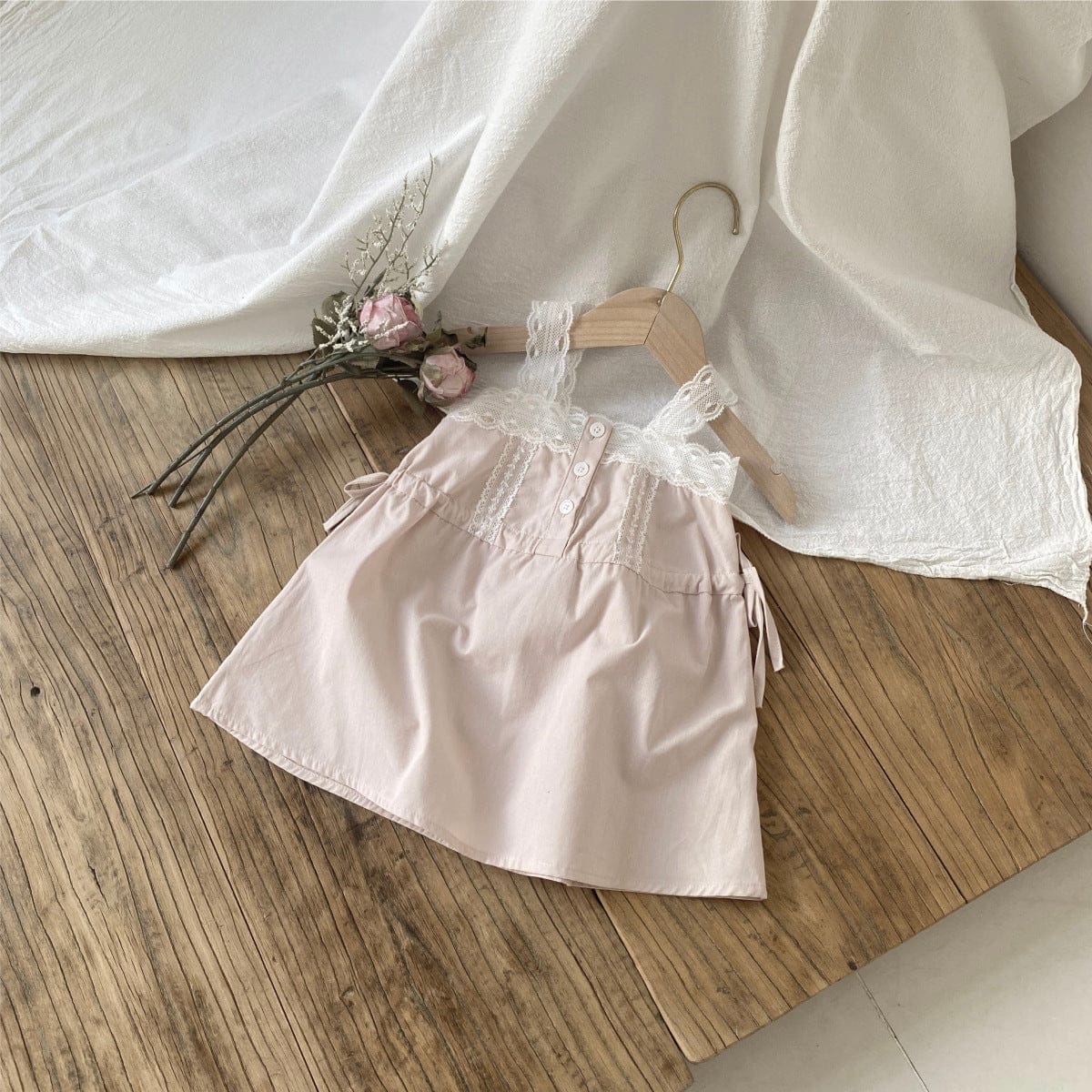 ノースリーブワンピース Light Pink / 73cm レースショルダードロストノースリーブワンピース【mh0009998】