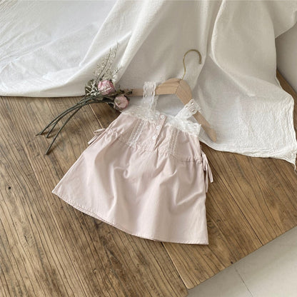 ノースリーブワンピース Light Pink / 73cm レースショルダードロストノースリーブワンピース【mh0009998】