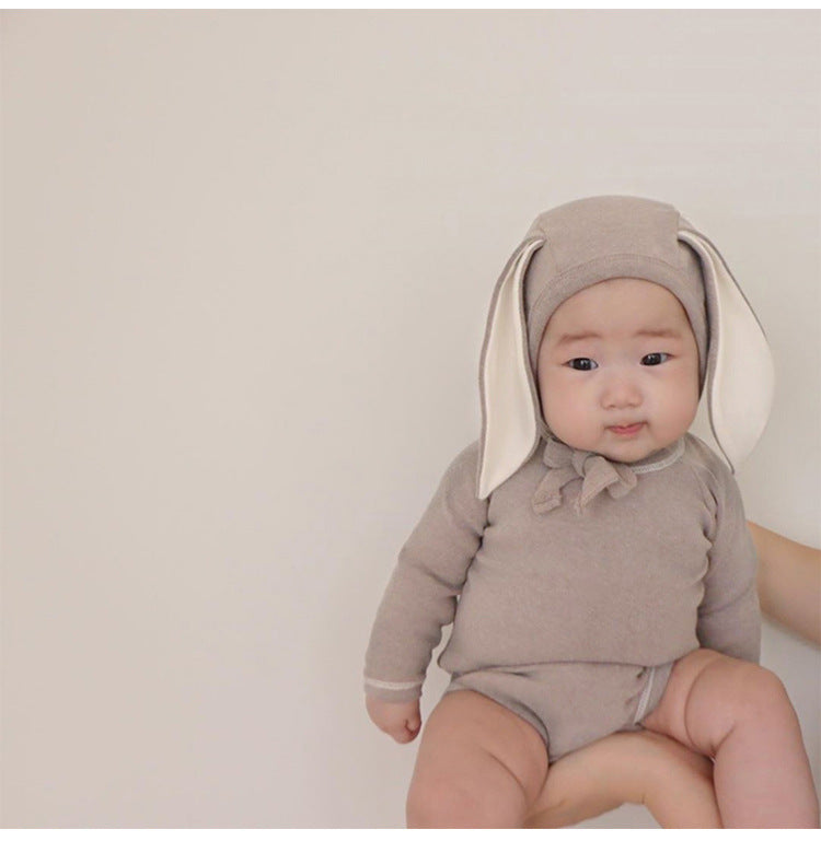 ロンパースセットアップ Long Sleeve Romper + Pants Bunny Ear Hat 長袖 ロンパース + ハイウェストパンツ うさ耳帽子