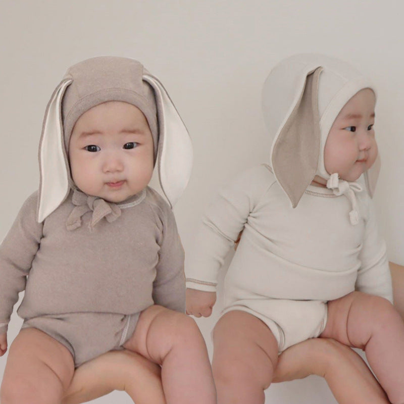 ロンパースセットアップ Long Sleeve Romper + Pants Bunny Ear Hat 長袖 ロンパース + ハイウェストパンツ うさ耳帽子
