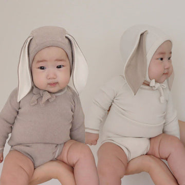 ロンパースセットアップ Long Sleeve Romper + Pants Bunny Ear Hat 長袖 ロンパース + ハイウェストパンツ うさ耳帽子