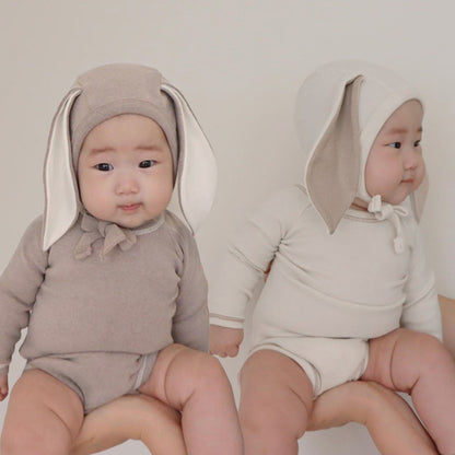 ロンパースセットアップ Long Sleeve Romper + Pants Bunny Ear Hat 長袖 ロンパース + ハイウェストパンツ うさ耳帽子