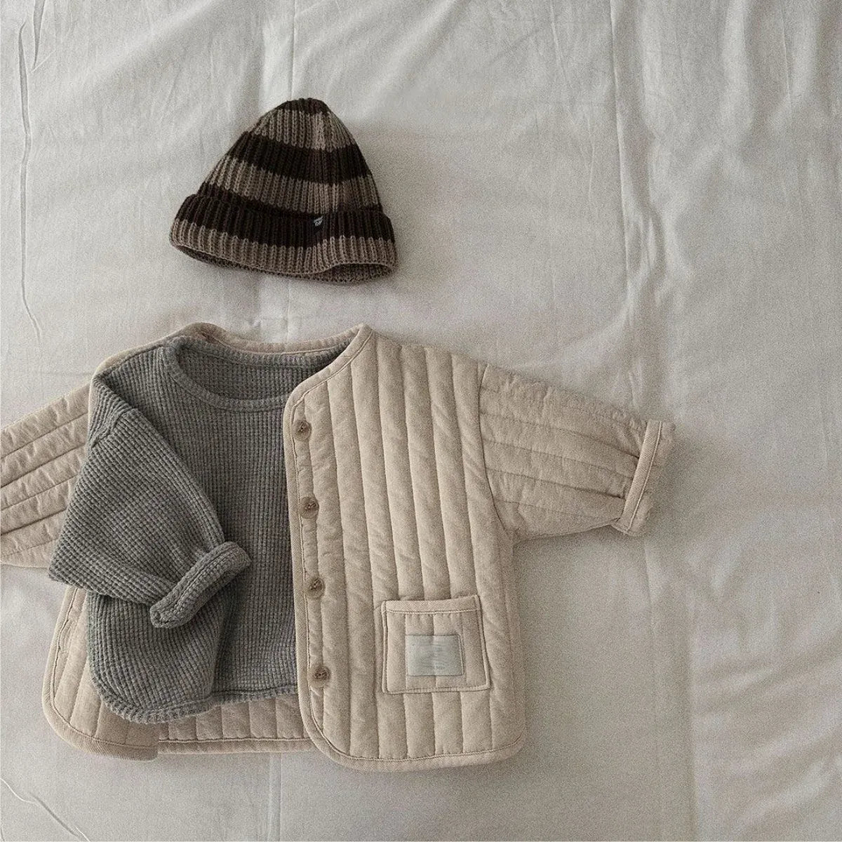 ショートコート・ジャケット・ジャンパー ベビーアウター キルティングノーカラーシンプルブルゾンジャケット【mh-0008509】