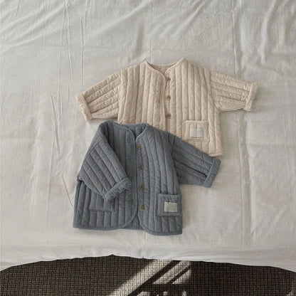 ショートコート・ジャケット・ジャンパー ベビーアウター キルティングノーカラーシンプルブルゾンジャケット【mh-0008509】