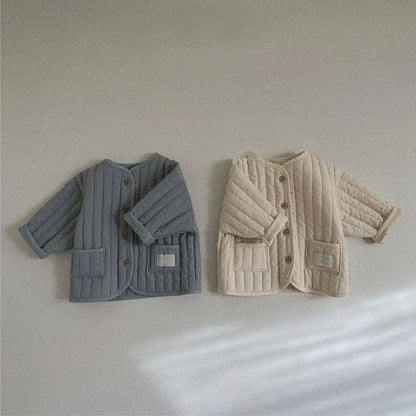 ショートコート・ジャケット・ジャンパー ベビーアウター キルティングノーカラーシンプルブルゾンジャケット【mh-0008509】
