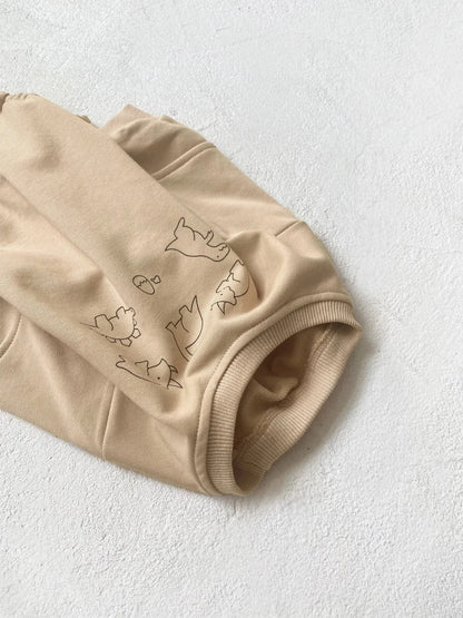 長袖ロンパース ベビーロンパース 恐竜ダイナソープリント長袖ボディスーツ【mh-0008544】