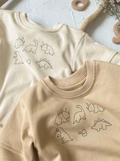 長袖ロンパース ベビーロンパース 恐竜ダイナソープリント長袖ボディスーツ【mh-0008544】