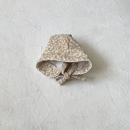 ノースリーブロンパース ベビーロンパース+帽子セット フラワープリントノースリーブボディスーツ+お揃いボンネット帽子【mh0007051】