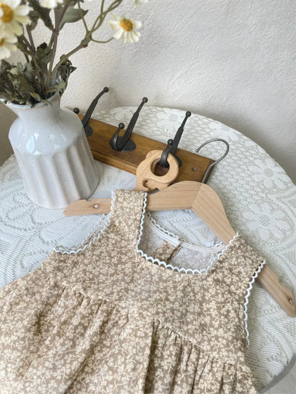 ノースリーブワンピース ベビーワンピース フラワープリントレース縁取りノースリーブワンピース【mh0007062】