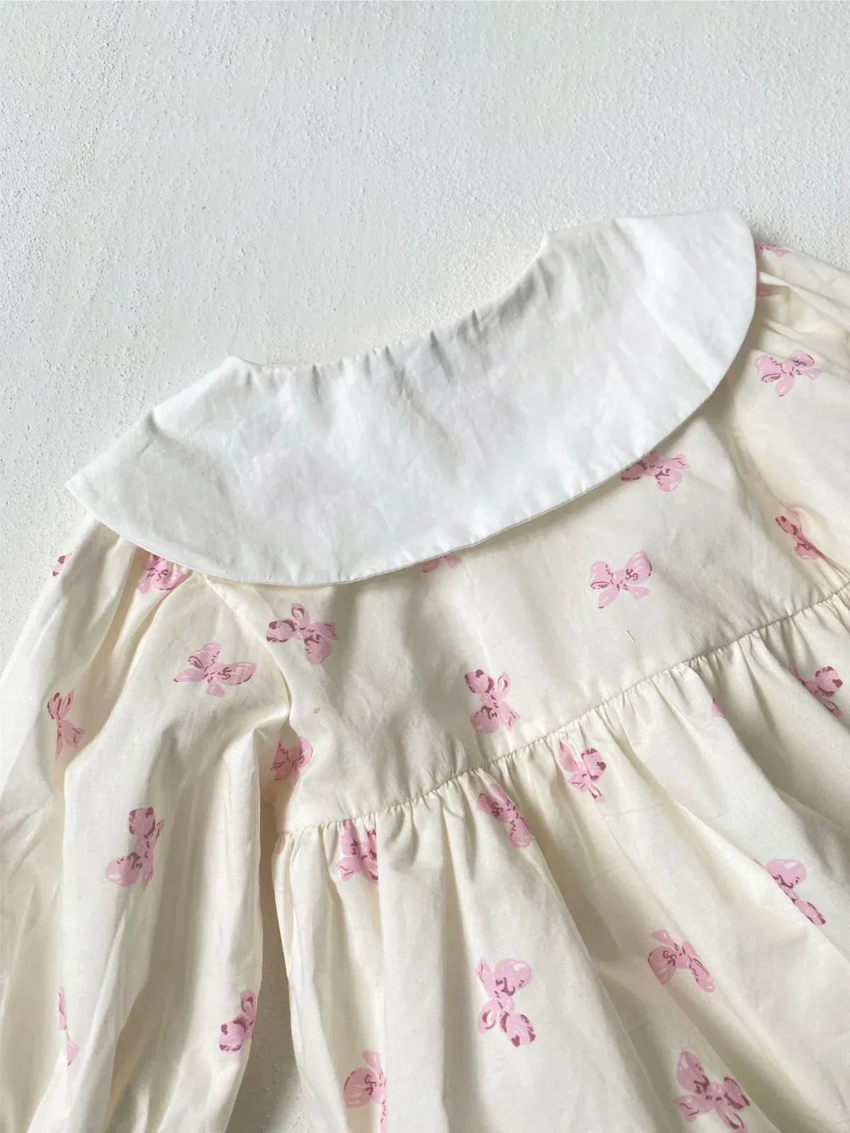 長袖ロンパース ベビーロンパース セーラーカラーリボンプリント長袖ボディスーツ【mh0007064】