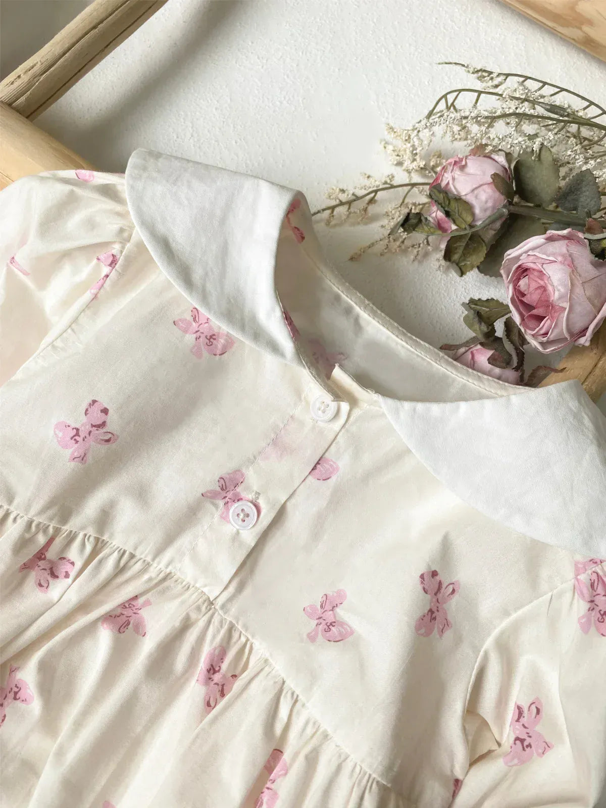 長袖ロンパース ベビーロンパース セーラーカラーリボンプリント長袖ボディスーツ【mh0007064】