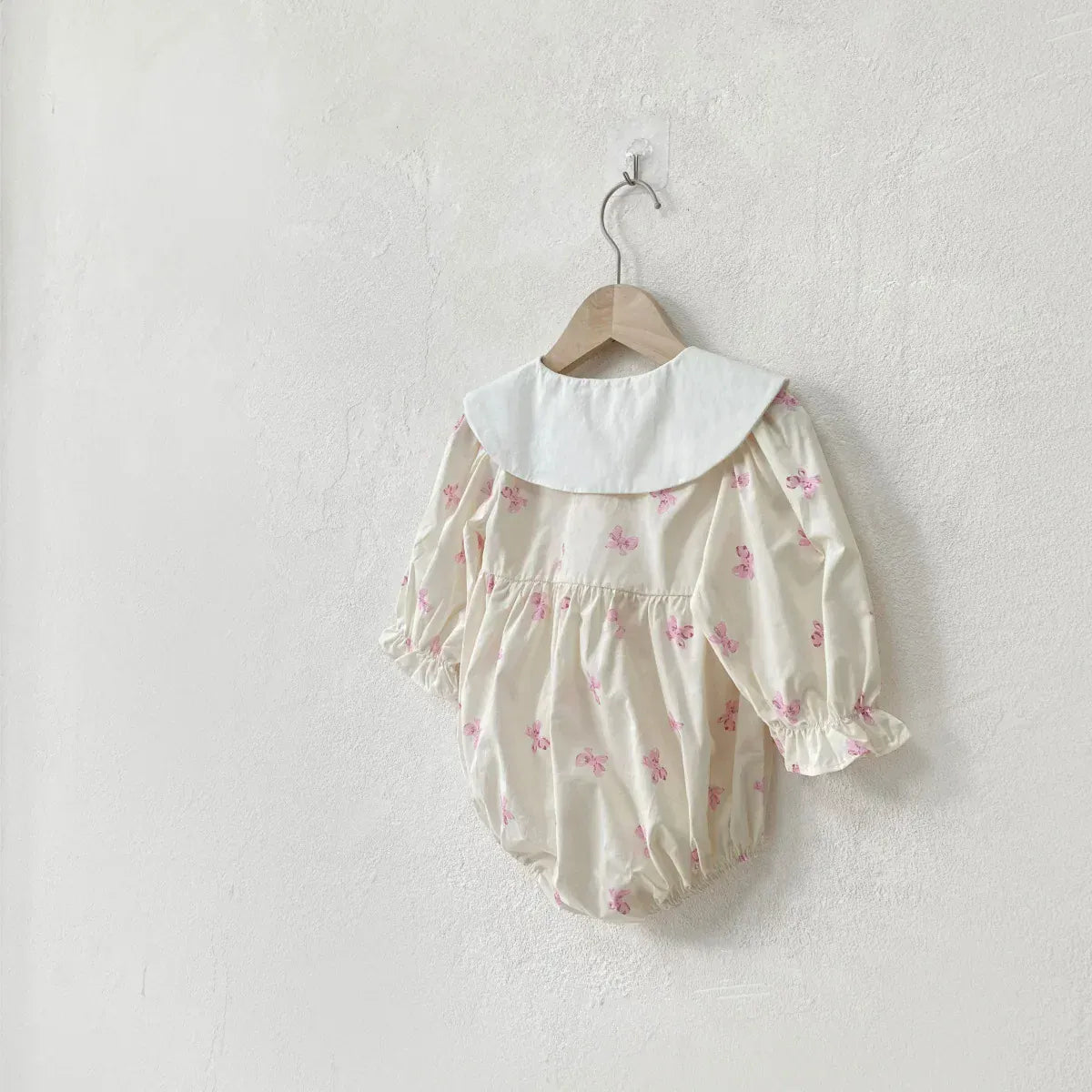 長袖ロンパース ベビーロンパース セーラーカラーリボンプリント長袖ボディスーツ【mh0007064】