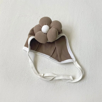 ベビー用帽子 ベビー帽子 ビッグぷっくりフラワーアップリケボンネット帽子【mh0007632】