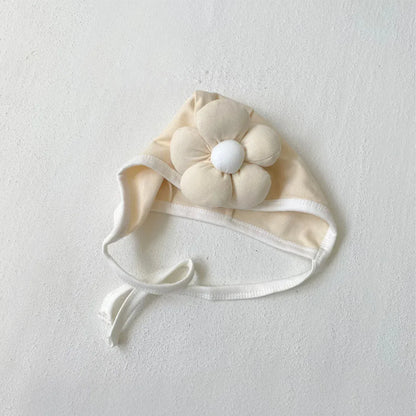 ベビー用帽子 ベビー帽子 ビッグぷっくりフラワーアップリケボンネット帽子【mh0007632】