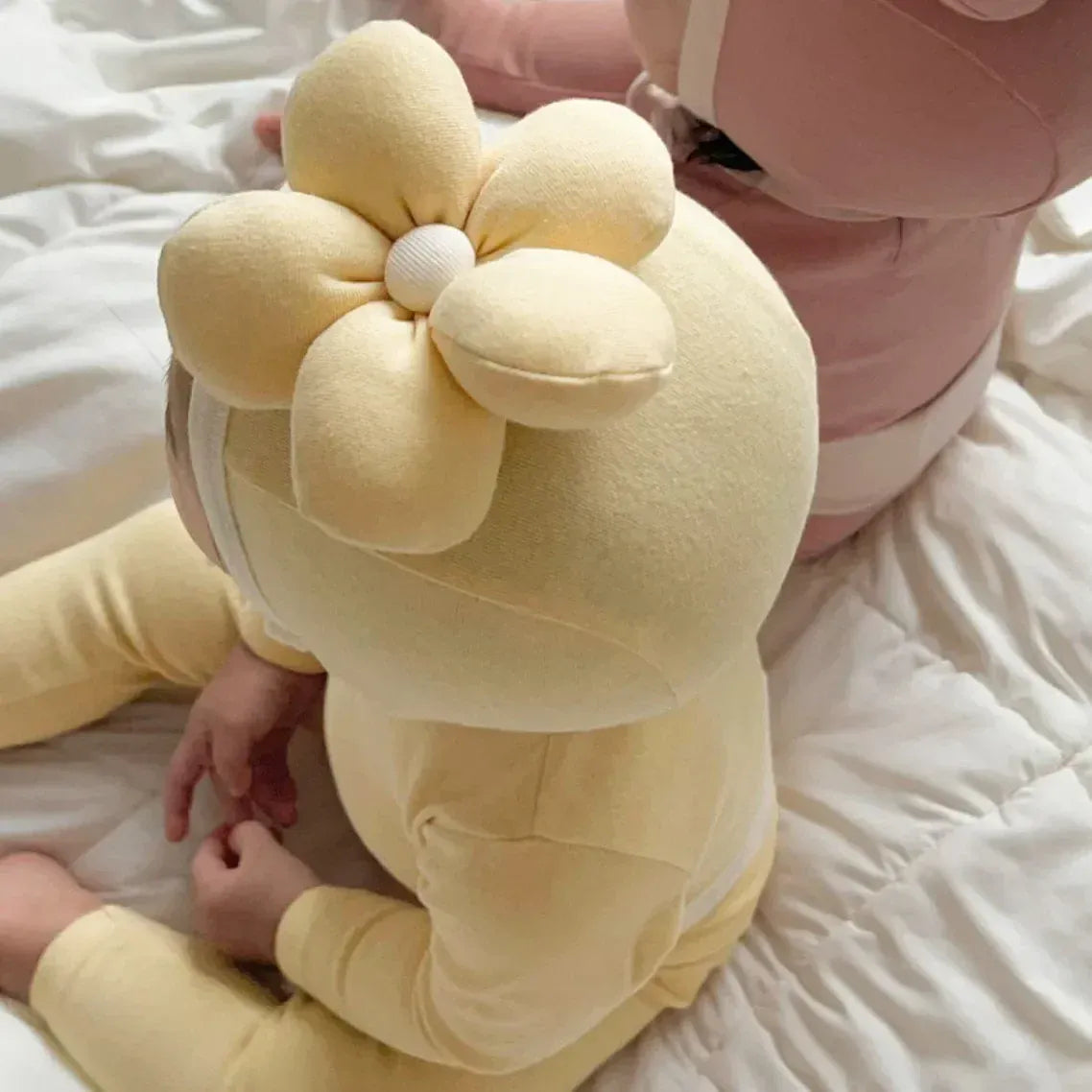 ベビー用帽子 ベビー帽子 ビッグぷっくりフラワーアップリケボンネット帽子【mh0007632】