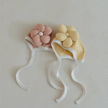 ベビー用帽子 ベビー帽子 ビッグぷっくりフラワーアップリケボンネット帽子【mh0007632】