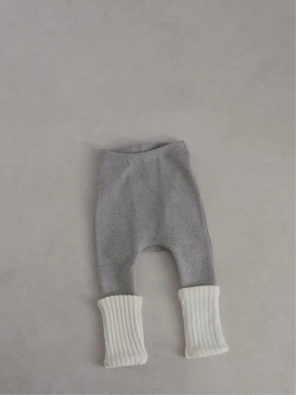 レギンスパンツ ベビーパンツ 裾リブパッチワークシンプルレギンスパンツ【mh0007874】