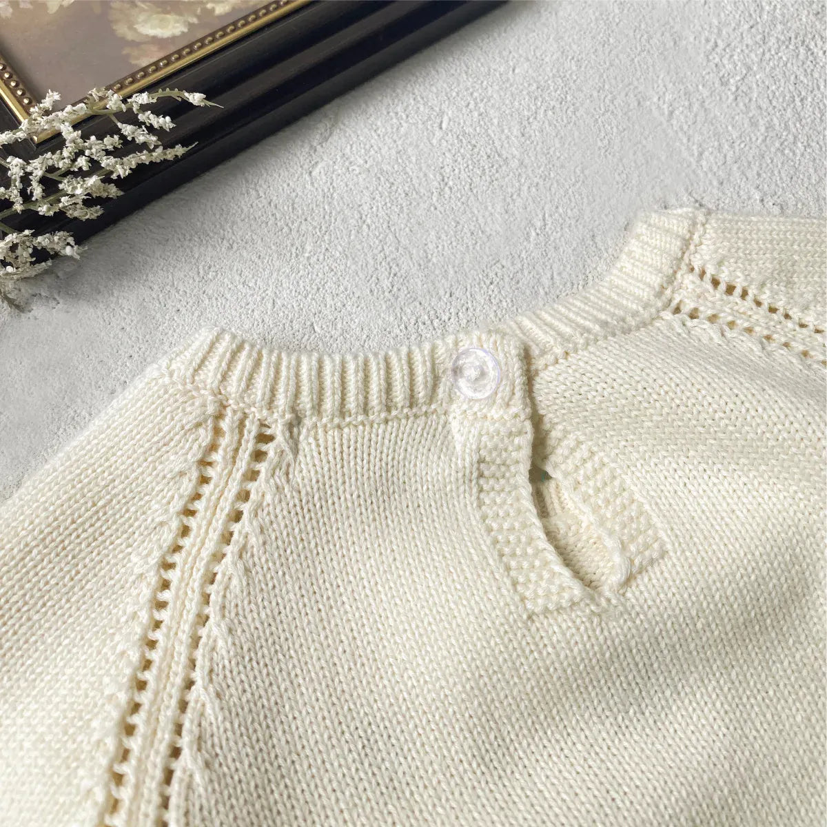 長袖ロンパース ベビーロンパース フラワー刺繍ニット長袖ボディスーツ【mh0007952】