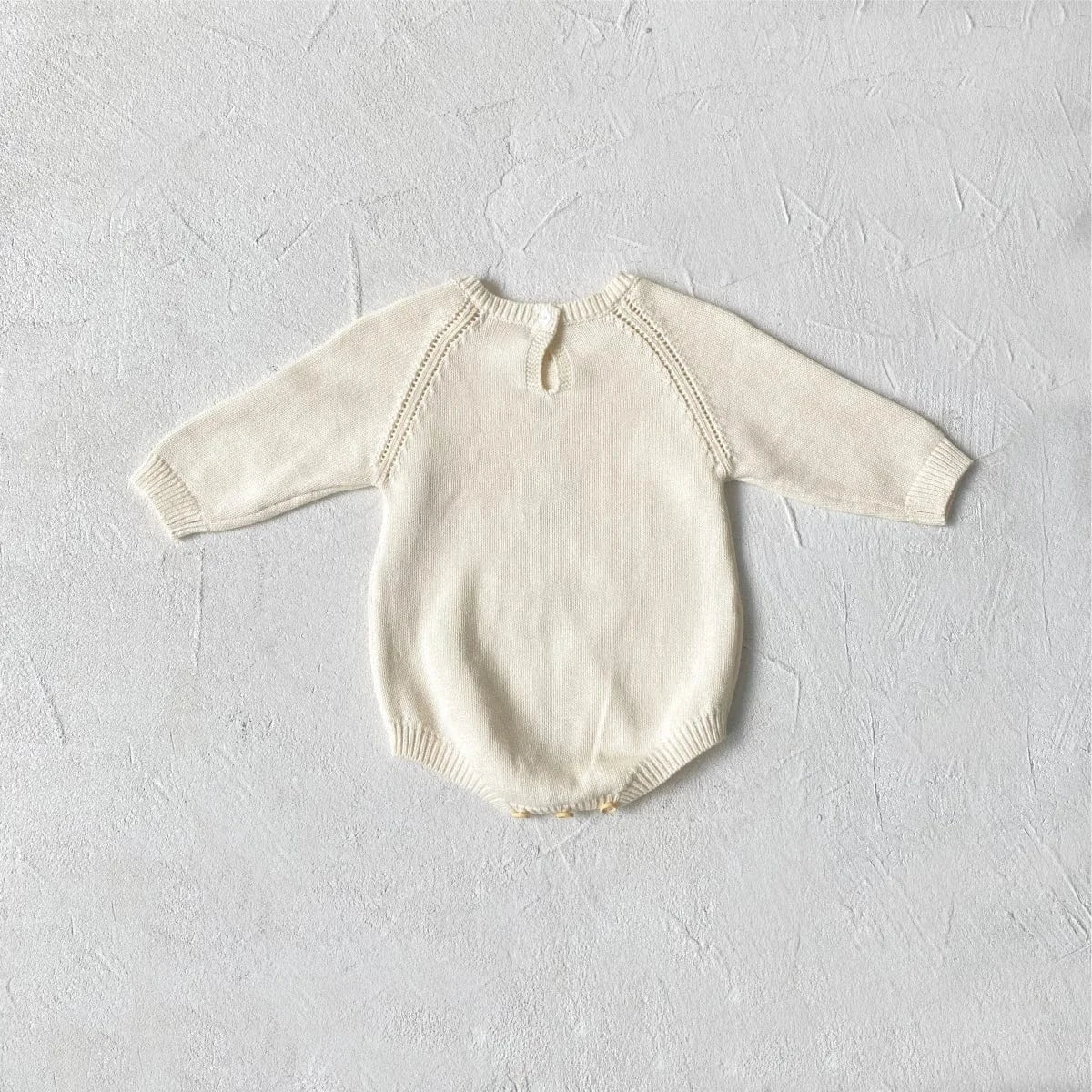 長袖ロンパース ベビーロンパース フラワー刺繍ニット長袖ボディスーツ【mh0007952】