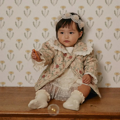 ショートコート・ジャケット・ジャンパー ベビーアウター レトロフラワープリントレースジャケットコート【mh0008150】