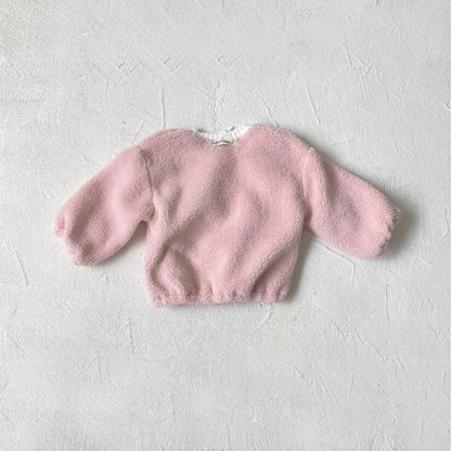 トレーナー・フーディ ベビートップス カラフルぽんぽん水玉ドットボアフリース長袖プルオーバー【mh0008160】