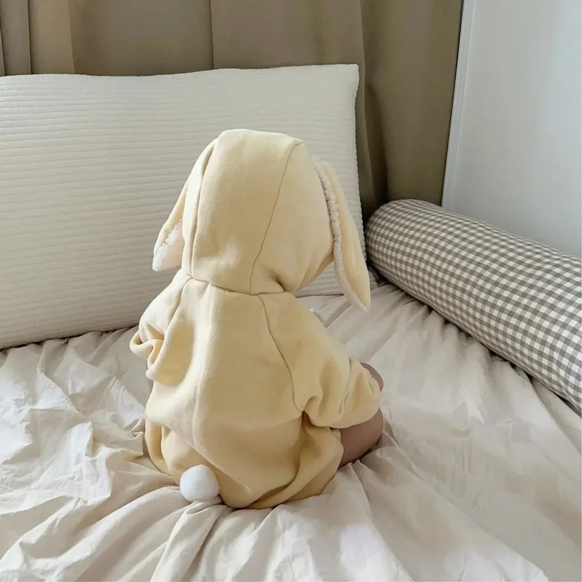 長袖ロンパース ベビーロンパース ビッグうさ耳フーディ長袖ロンパース【mh0008379】