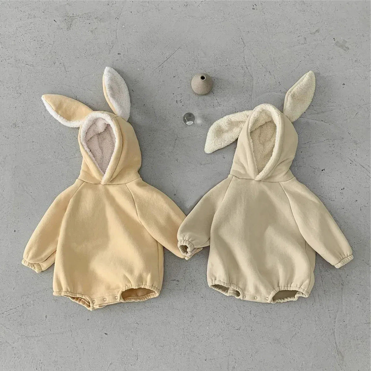 長袖ロンパース ベビーロンパース ビッグうさ耳フーディ長袖ロンパース【mh0008379】