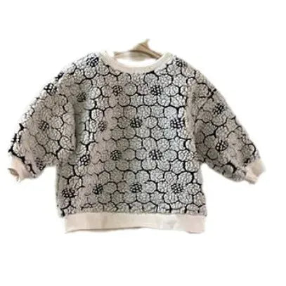 トレーナー・フーディ ベビートップス フラワーエンボスボアフリース長袖スウェットシャツ【mh0008486】