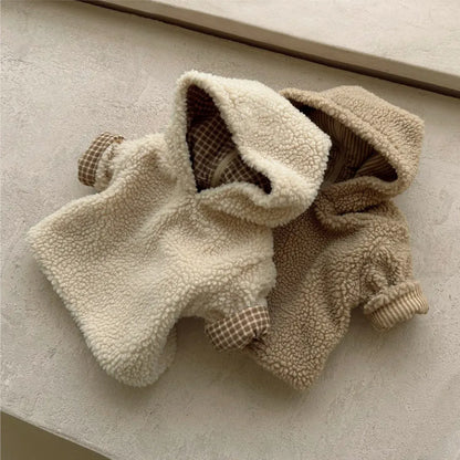 トレーナー・フーディ ベビートップス ストライプ/チェック裏ボアフリースリバーシブルバックジッパーフーディプルオーバー【mh0008511】